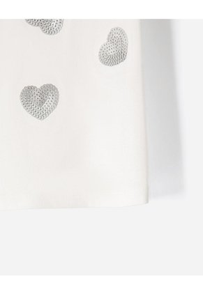 Camiseta Regular Estampada Brillos Niña Blanco