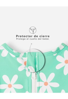 Vestido De Baño Manga Larga Protección UV Estampado Niña Verde