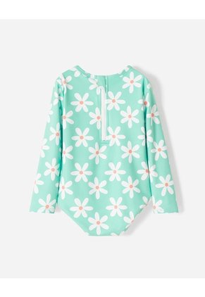Vestido De Baño Manga Larga Protección UV Estampado Niña Verde