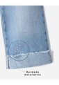 Jean Wide Leg Tiro Medio Algodón Bordado índigo Medio Niña Azul Oscuro de BABY FRESH
