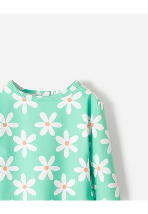 Vestido De Baño Manga Larga Protección UV Estampado Niña Verde