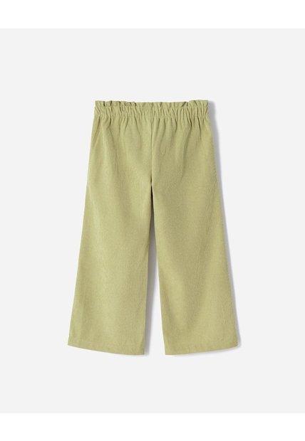 Pantalón Regular Tiro Medio Corduroy Verde Niña Verde