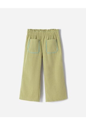 Pantalón Regular Tiro Medio Corduroy Verde Niña Verde