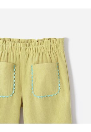 Pantalón Regular Tiro Medio Corduroy Verde Niña Verde