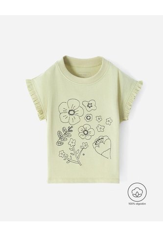 Camiseta Regular Algodón Estampado Bordado Niña Verde BABY FRESH