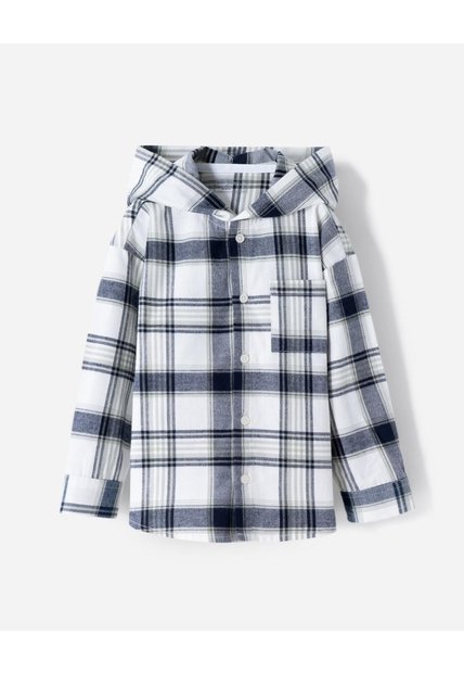 Camisa Manga Larga Oversize Cuadros Niño Azul