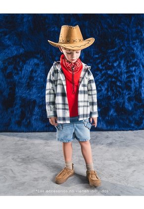 Camisa Manga Larga Oversize Cuadros Niño Azul