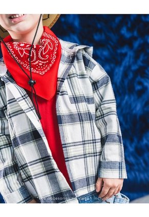 Camisa Manga Larga Oversize Cuadros Niño Azul