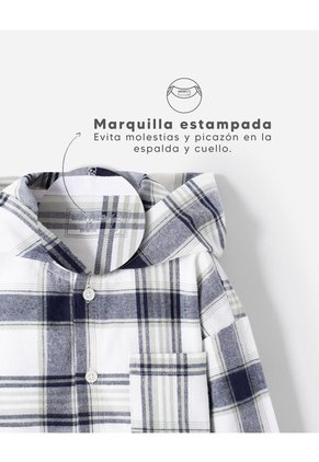 Camisa Manga Larga Oversize Cuadros Niño Azul