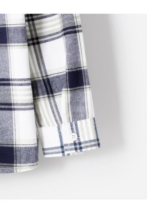 Camisa Manga Larga Oversize Cuadros Niño Azul