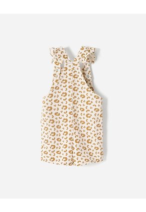 Overol Corto Animal Print Niña Beige