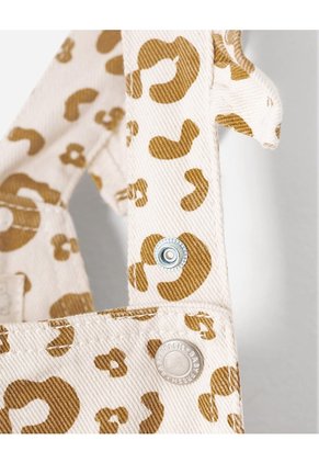 Overol Corto Animal Print Niña Beige