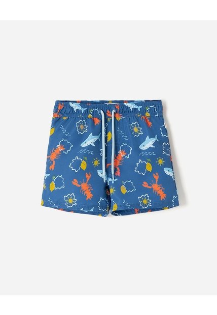 Pantaloneta De Baño Estampada Niño Azul