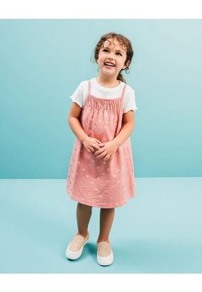 Conjunto Camiseta + Vestido Niña Rosa Claro