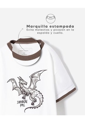 Camiseta Regular Bordada Niño Blanco