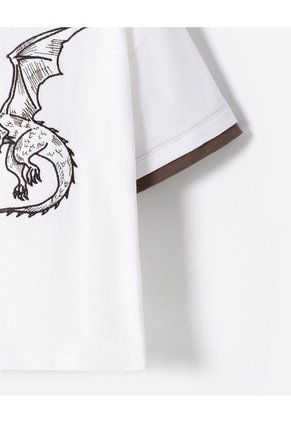Camiseta Regular Bordada Niño Blanco