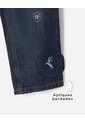 Jean Straight Apliques Bordados índigo Oscuro Niño Azul Oscuro de BABY FRESH