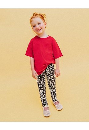 Legging Tiro Medio Estampado Niña Beige
