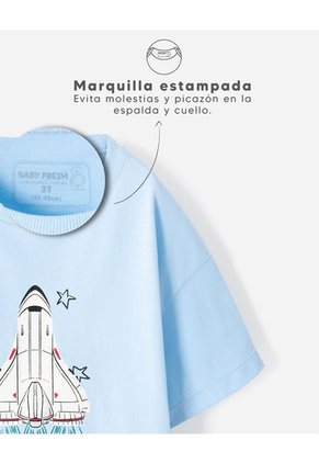 Camiseta Oversize Algodón Estampada Niño Azul