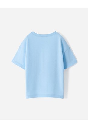 Camiseta Oversize Algodón Estampada Niño Azul