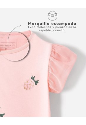 Camiseta Regular Lentejuelas Niña Rosa