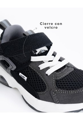 Tenis Deportivos Negros Niño Gris