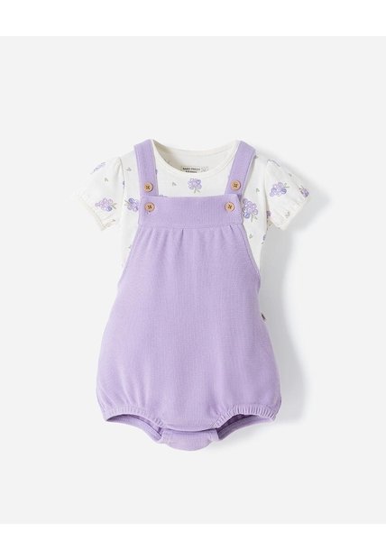 Conjunto Camiseta + Enterizo Algodón Bebé Niña Lila