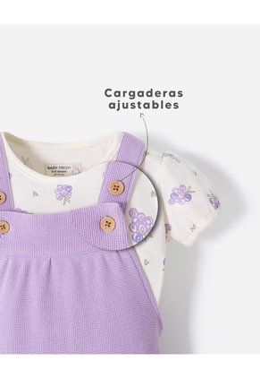 Conjunto Camiseta + Enterizo Algodón Bebé Niña Lila