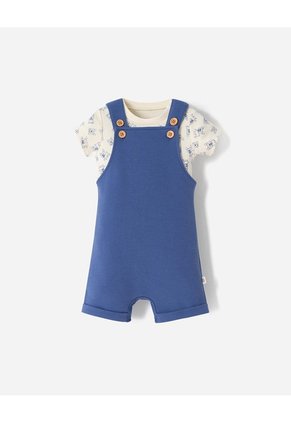 Conjunto Body + Overol Corto Bebé Niño Azul