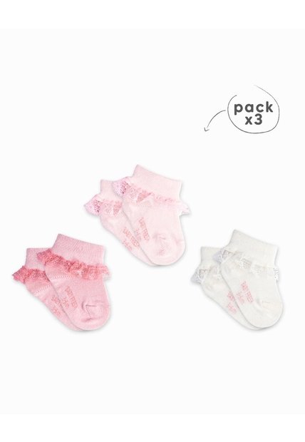 Medias Bebé Niña Algodón Largas Pack X3 Surtido Multicolor