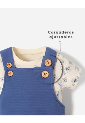 Conjunto Body + Overol Corto Bebé Niño Azul