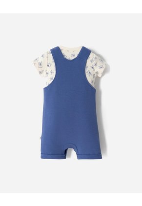 Conjunto Body + Overol Corto Bebé Niño Azul