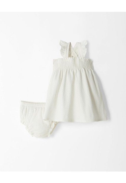 Conjunto Vestido + Bloomer Bebé Niña Blanco