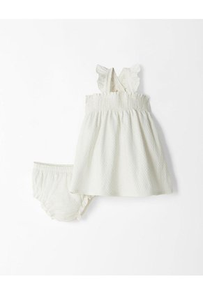 Conjunto Vestido + Bloomer Bebé Niña Blanco