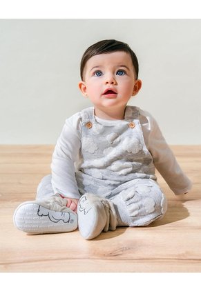 Conjunto Body Algodón + Overol Bebé Unisex Gris