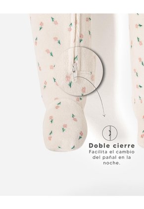 Pijama Cierre Doble Sentido Estampada Bebé Niña Beige