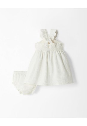 Conjunto Vestido + Bloomer Bebé Niña Blanco