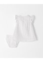Conjunto Vestido + Panty Ojalillo Algodón Bebé Niña Blanco de BABY FRESH