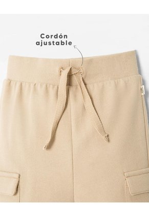 Jogger Regular Algodón Beige Niño Beige