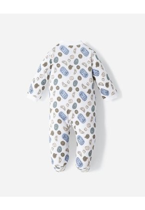 Pijama Algodón Cierre Doble Sentido Estampada Bebé Niño Blanco