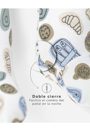 Pijama Algodón Cierre Doble Sentido Estampada Bebé Niño Blanco