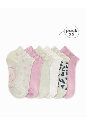 Medias Niña Algodón Tobilleras Pack X6 Surtido Multicolor