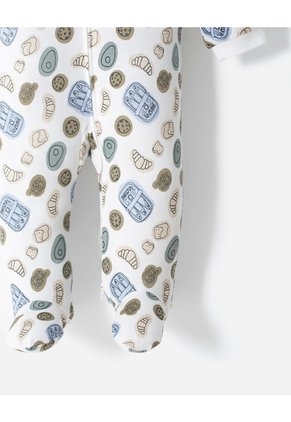 Pijama Algodón Cierre Doble Sentido Estampada Bebé Niño Blanco