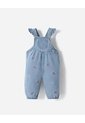 Overol Largo Apliques Bordados índigo Bebé Niña Azul Oscuro de BABY FRESH