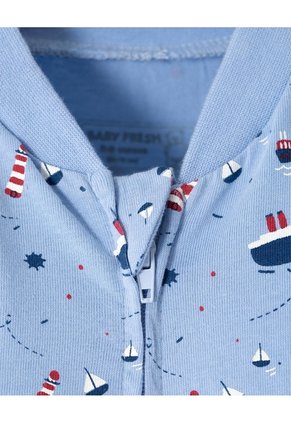 Pijama Algodón Cierre Doble Sentido Estampada Bebé Niño Azul