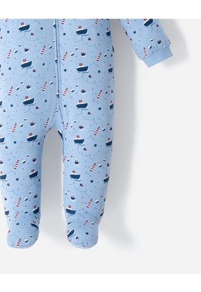 Pijama Algodón Cierre Doble Sentido Estampada Bebé Niño Azul