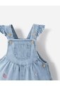 Overol Largo Apliques Bordados índigo Bebé Niña Azul Oscuro de BABY FRESH
