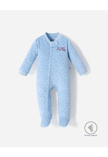 Pijama Cierre Doble Sentido Estampada Bebé Niño Azul