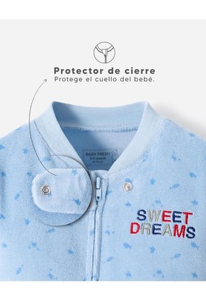 Pijama Cierre Doble Sentido Estampada Bebé Niño Azul