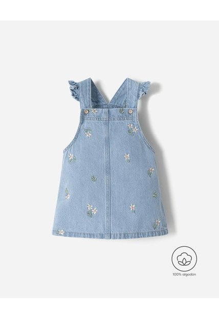 Overol Jardinera Algodón índigo Bebé Niña Azul Oscuro